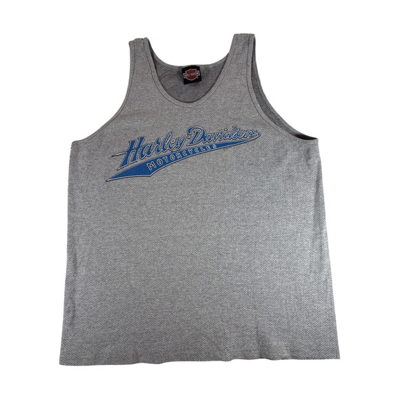 Harley-Davidson Other - VTG Harley Davidson Mens Gray Waffle Knit Tank Top XL Zylstra Ames Iowa Made USA